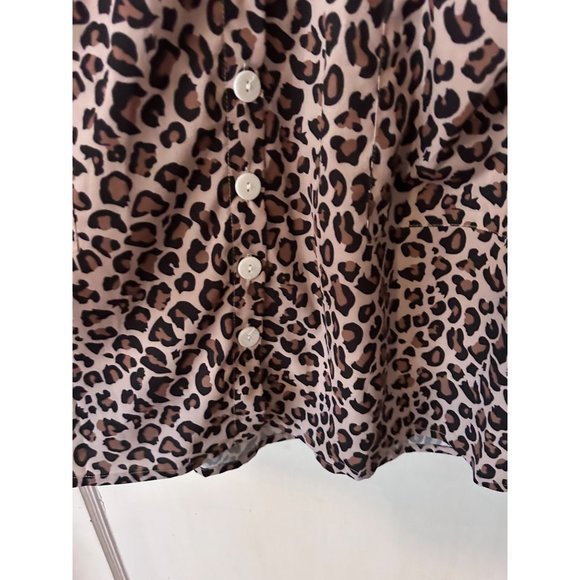 ECOWISH Animal Print Short Sleeve Button Detail Dress Women's Size Lg NWT - Picture 13 of 13